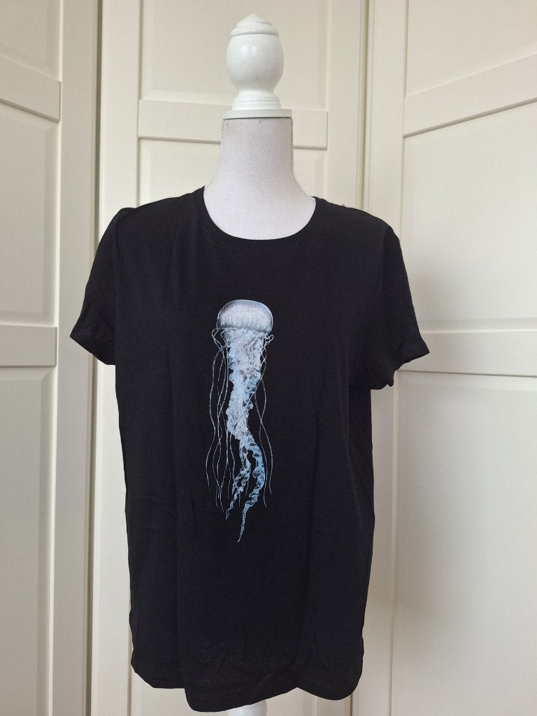 Wooop nieuw zwart kwallen print shirt 2XL XXL (valt als L), Wooop, Zwart, Maat 46/48 (XL) of groter, Nieuw