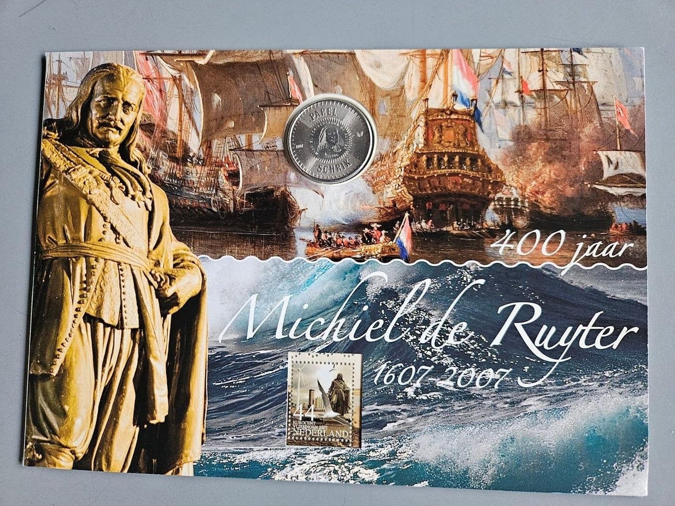 Luxe boekje Michiel de Ruyter 400 jaar zie beschrijving, Setje, Zilver, Overige landen, Ophalen of Verzenden