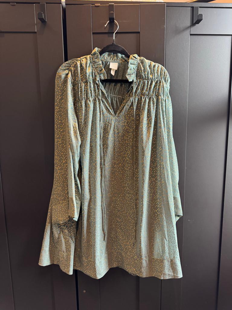 H&M Tuniek Blouse Groen met Gouden Details Maat M, Ophalen of Verzenden, Zo goed als nieuw, Maat 38/40 (M), Groen