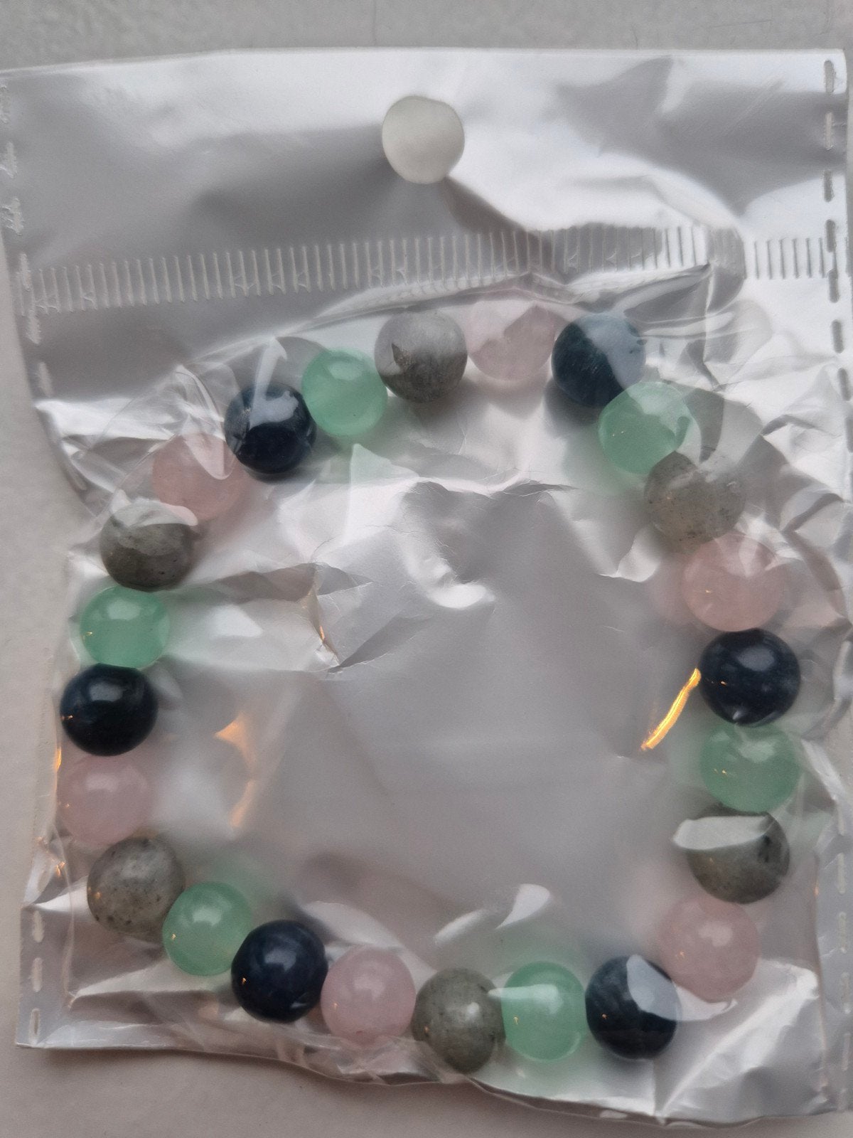 Kralenarmband met Zachtroze, Muntgroen, Diepblauw en Grijs, Overige materialen, Overige kleuren, Nieuw, Ophalen of Verzenden