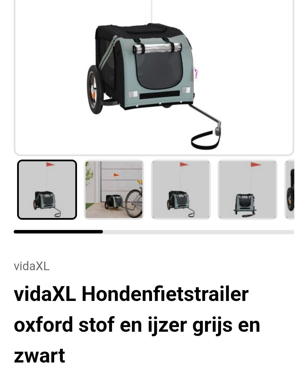 vidaXL Hondenfietskar - Grijs en Zwart, Ophalen, Opvouwbaar, Zo goed als nieuw, Hondenkar