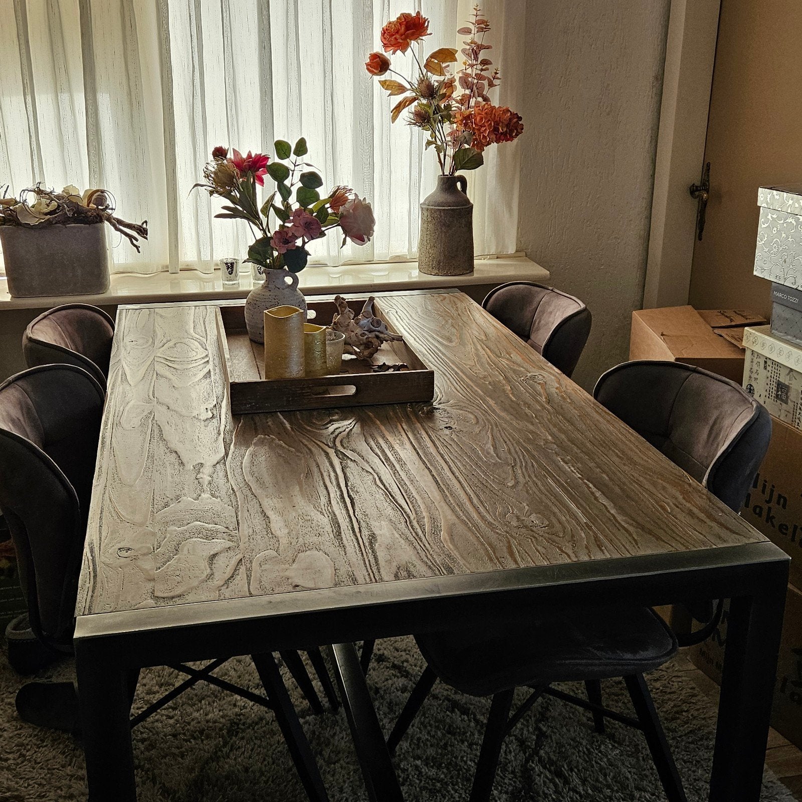 Industriële eettafel, Ophalen, 4 tot 6 stoelen