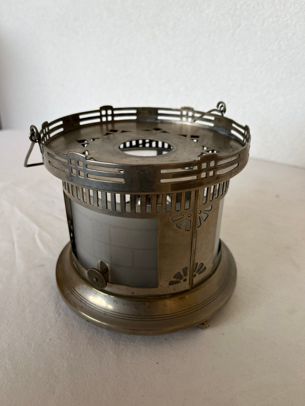 Vintage Theelichtje Stalen Glazen Space Age Theelicht, Antiek en Kunst, Ophalen of Verzenden