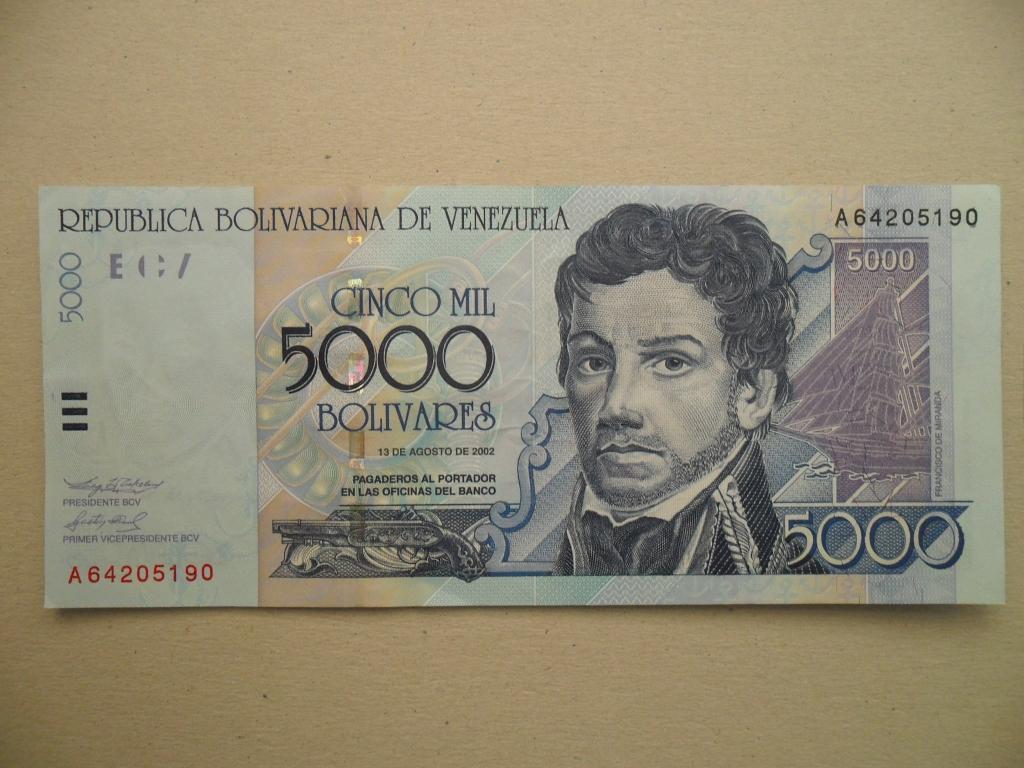 Venezuela #84b-2 [2002] / 5000 bolivares, Postzegels en Munten, Verzenden, Zuid-Amerika, Los biljet
