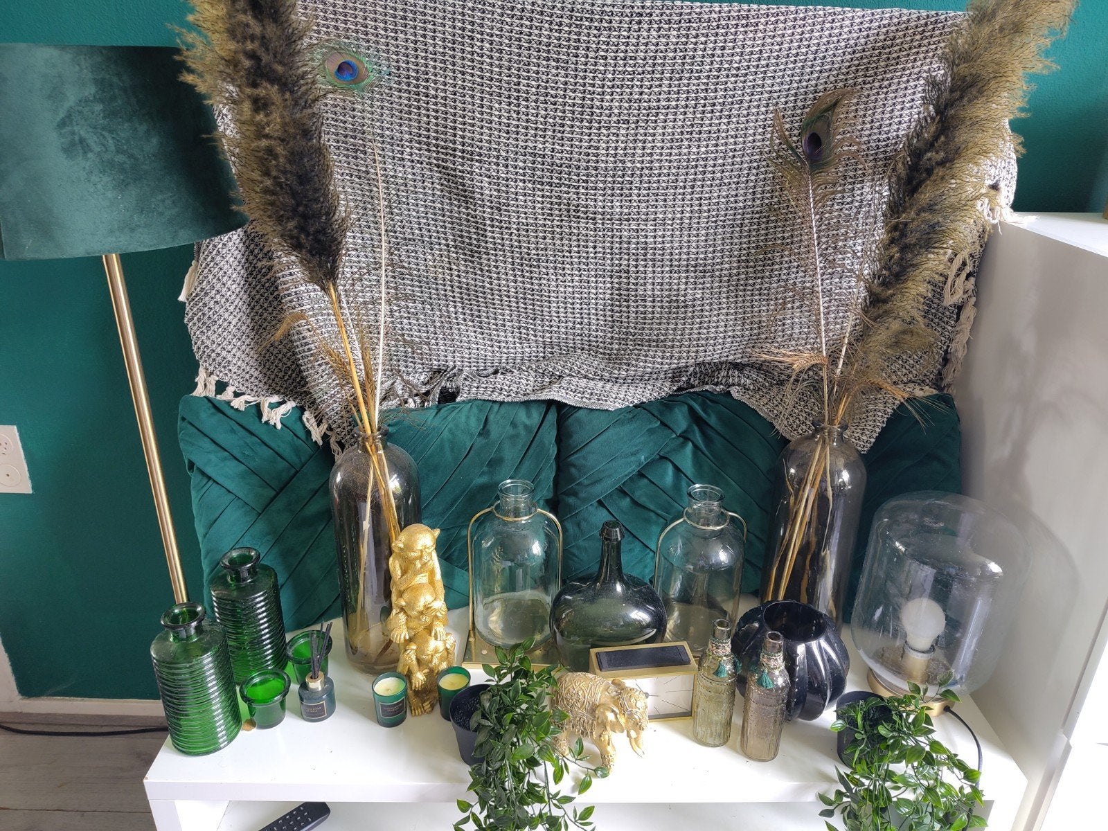 Woonaccessoires inclusief schemerlamp goud groen, Huis en Inrichting, Ophalen, Gebruikt, Vrijstaande haard