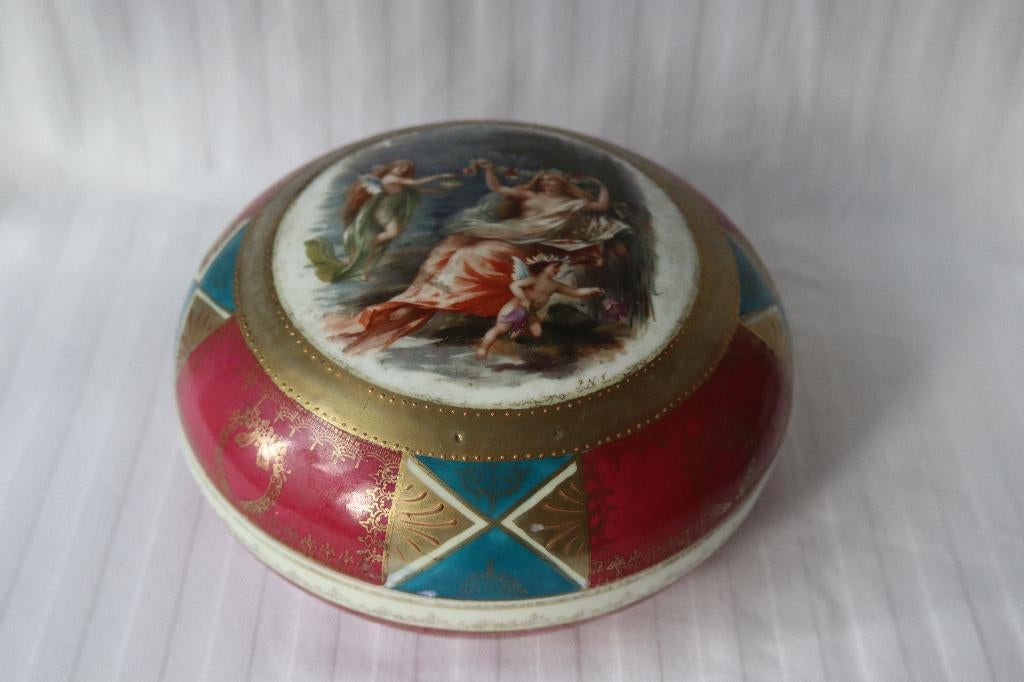 Antieke Royal Vienna stijl juwelen doosje 19e eeuw, Antiek en Kunst, Antiek | Porselein, Ophalen of Verzenden