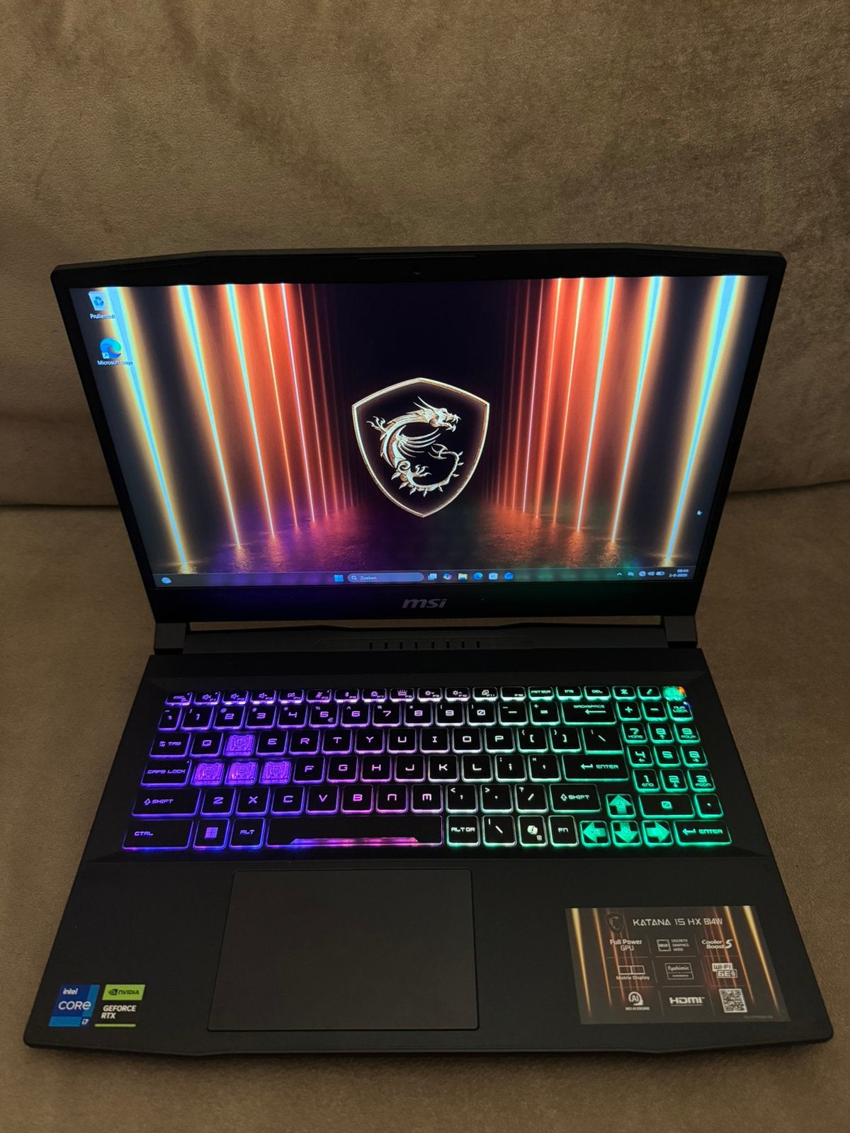 MSI Katana 15 HX B14 - I7 14e Gen - RTX 5070 - Garantie -, Met videokaart, Intel® Core™ i7 , Zo goed als nieuw, Msi Katana