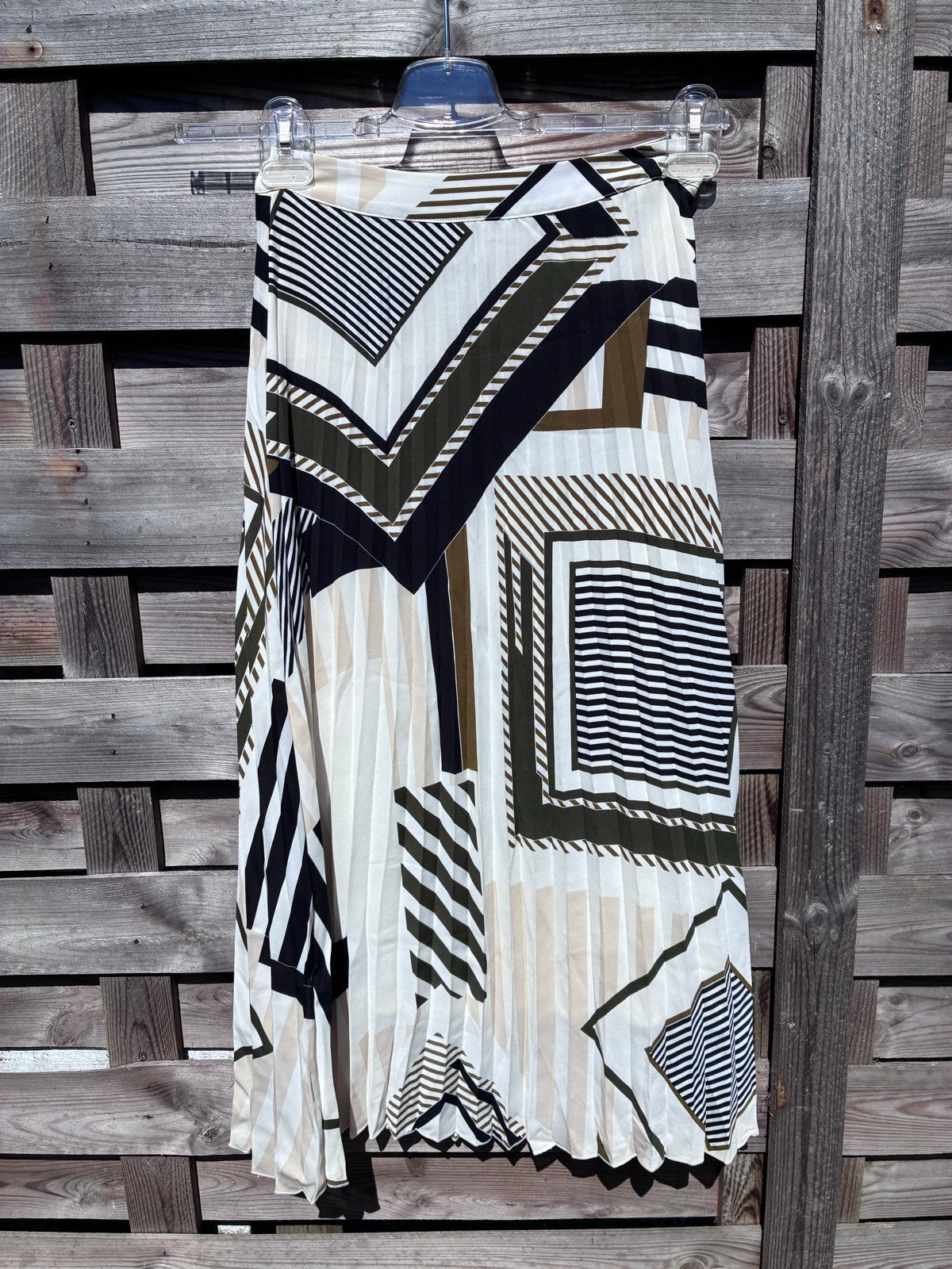 Nieuwe Eksept plooirok met geometrische print, maat XS, Wit, Nieuw, Ophalen of Verzenden, Maat 34 (XS) of kleiner