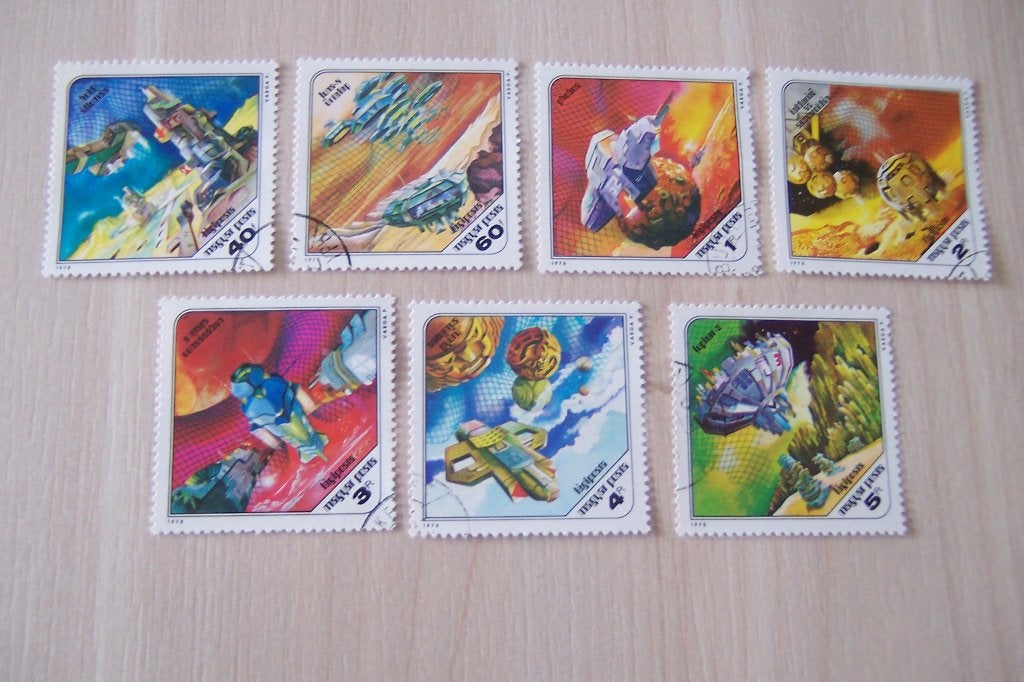 Ruimtevaart Hongarije / Magyar Posta, gestempeld. (5)., Ophalen of Verzenden, Gestempeld, Overige thema's