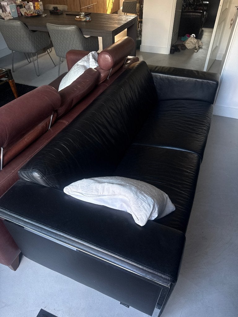 Leer designer Bank Sofa Montel, Ophalen, Driepersoons, 75 tot 100 cm, Zo goed als nieuw