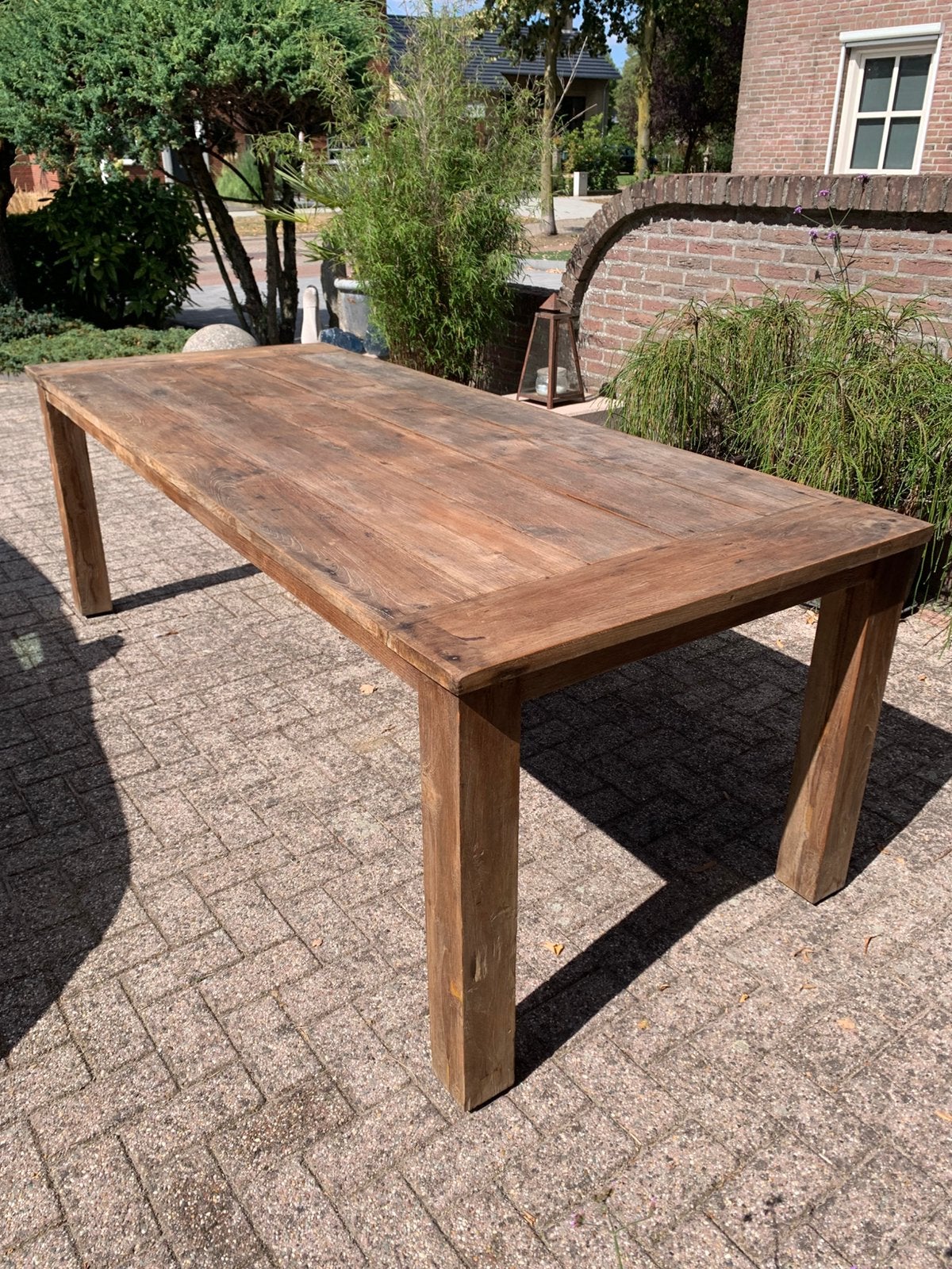 Teakhouten tafel, Huis en Inrichting, Tafels | Eettafels, Ophalen, Gebruikt, Teakhout, 200 cm of meer