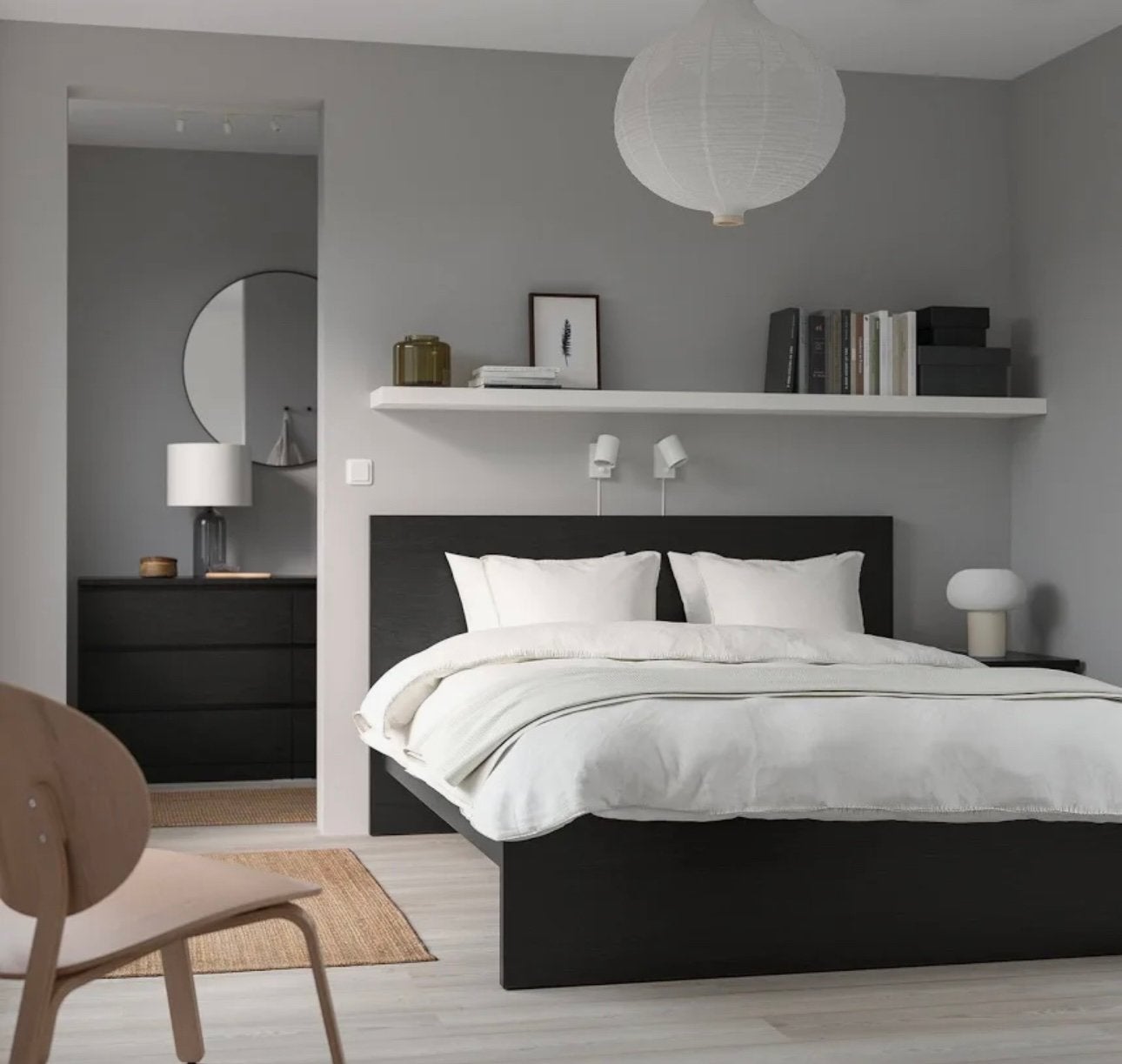 Bed Malm ikea 160 x 200 cm, Ophalen, Zo goed als nieuw, Tweepersoons, Japandi