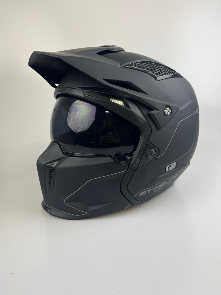 MT Helmet Streetfighter - Maat S - Zo goed als nieuw, Motoren, Kleding | Motorhelmen, Overige merken, Systeemhelm, 4331CD, Ophalen of Verzenden