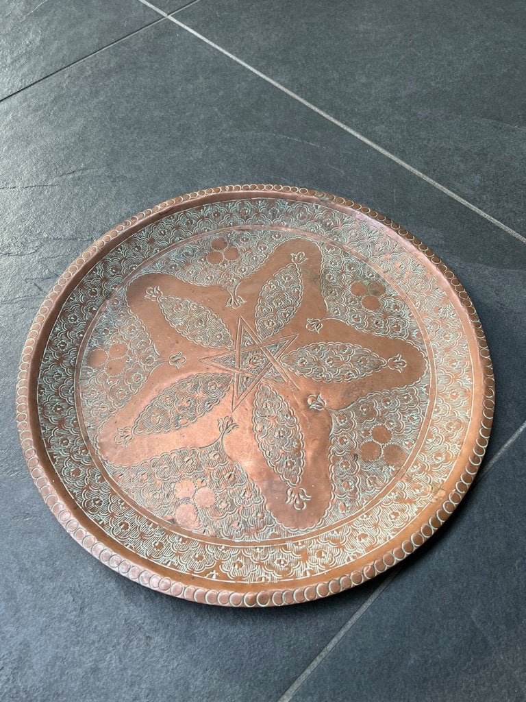 Marokkaanse koper schaal oosters wanddecoratie 34,5 cm, Verburgt Vintage, Rond, Ophalen of Verzenden, Schipluidenlaan 20 5035KJ Tilburg