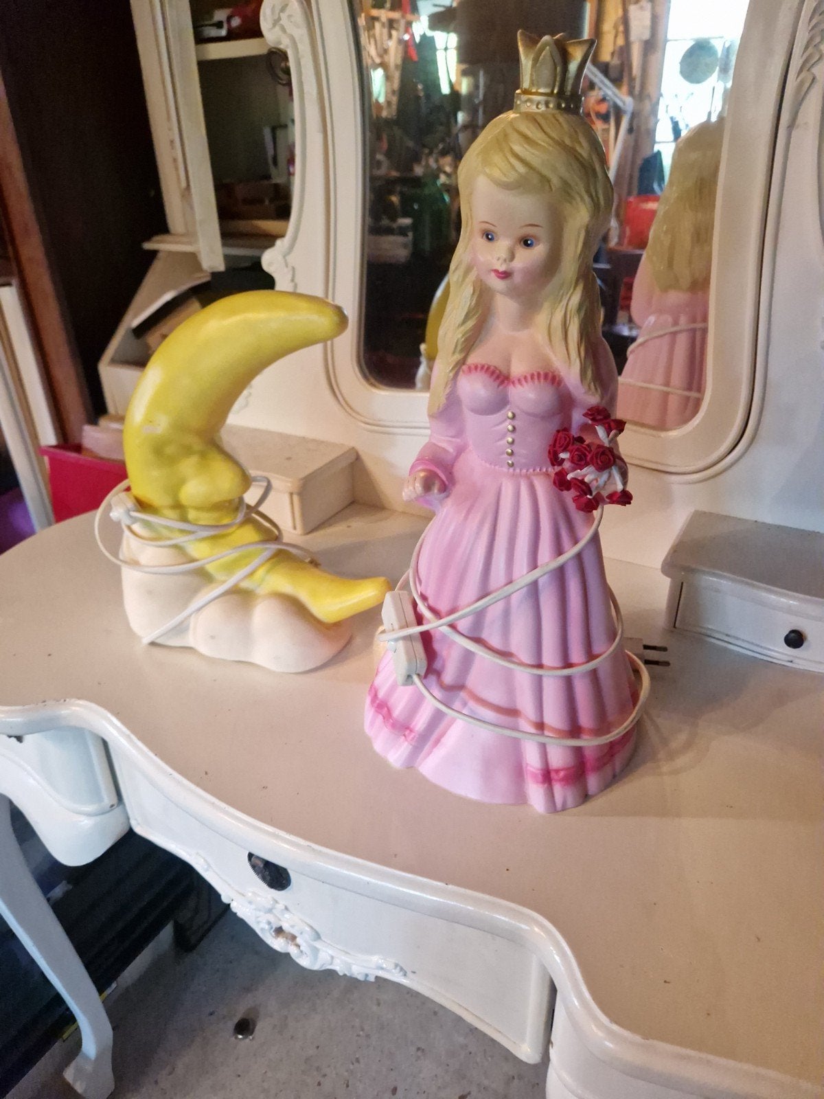 heico Vintage Prinses en Maan Nachtlampjes - Charmante Decor, Antiek en Kunst, Ophalen of Verzenden