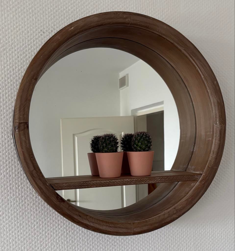 Houten spiegel, Ophalen, Minder dan 50 cm, Gebruikt, Rond
