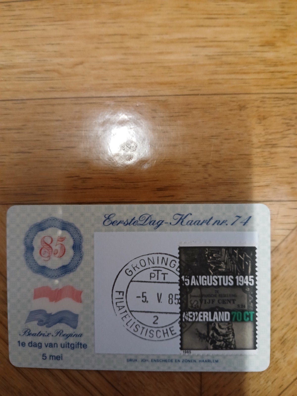 Eerste Dag-Kaart nr. 74 - Beatrix Regina 1985, Postzegels en Munten, Ophalen of Verzenden, Onbeschreven, Nederland