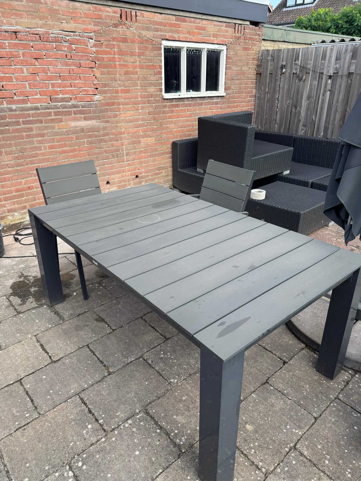 Bois le Duc tuintafelset 1x1,75m met 6 stoelen, Ophalen, Overige materialen, Gebruikt, Eettafel