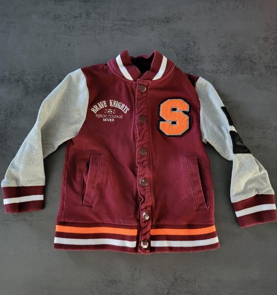 SKURK jas jasje baseball vest maat 92 bordeaux grijs oranje, Skurk, Trui of Vest, Nieuw, Ophalen of Verzenden