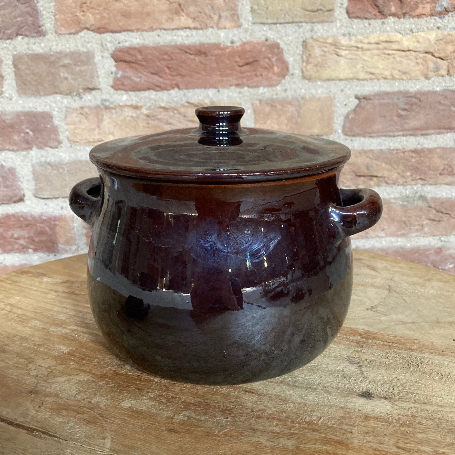Aardewerk terracotta pot stoofpot, Ophalen of Verzenden, Zo goed als nieuw, Overige materialen