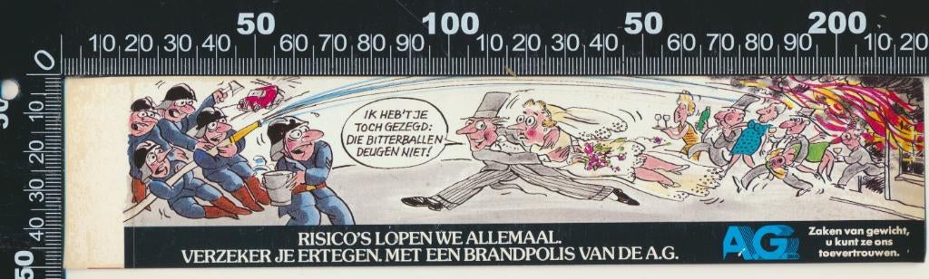 Sticker: AG Verzekeringen - Risicos lopen we allemaal (1), Ophalen of Verzenden, Zo goed als nieuw, Bedrijf of Vereniging