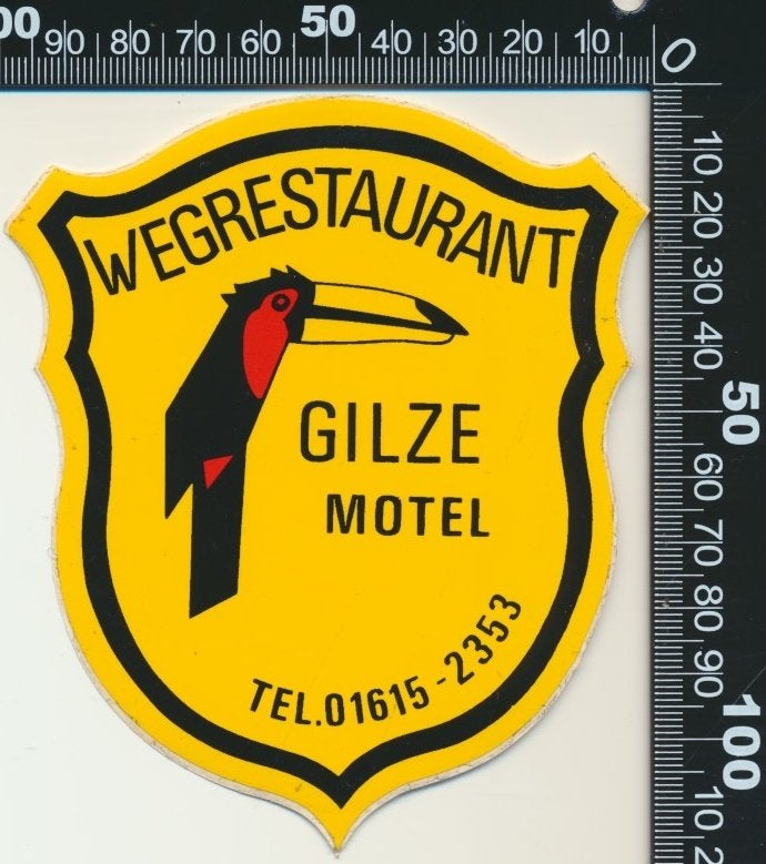 Sticker: Gilze Motel - Wegrestaurant (Klein), Verzamelen, Ophalen of Verzenden, Zo goed als nieuw, Bedrijf of Vereniging