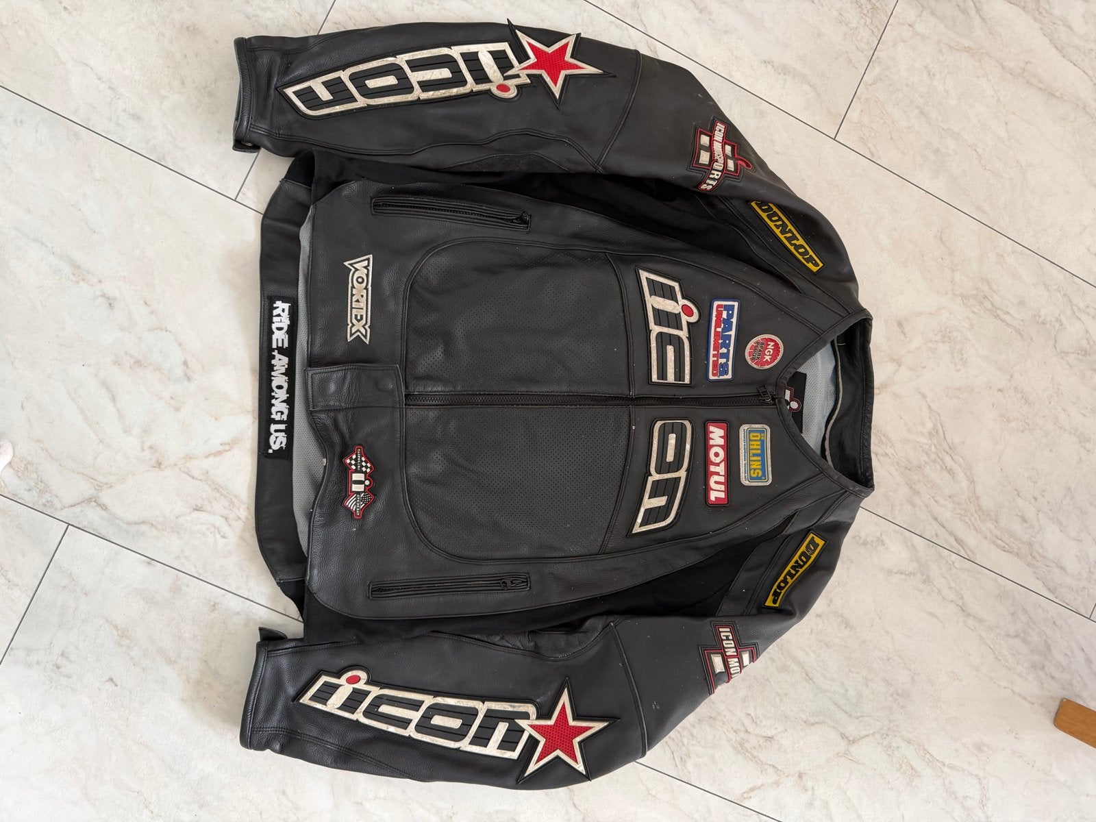 Icon leren motorjas XXL, Motoren, Ophalen of Verzenden, Tweedehands, Heren, Jas | leer