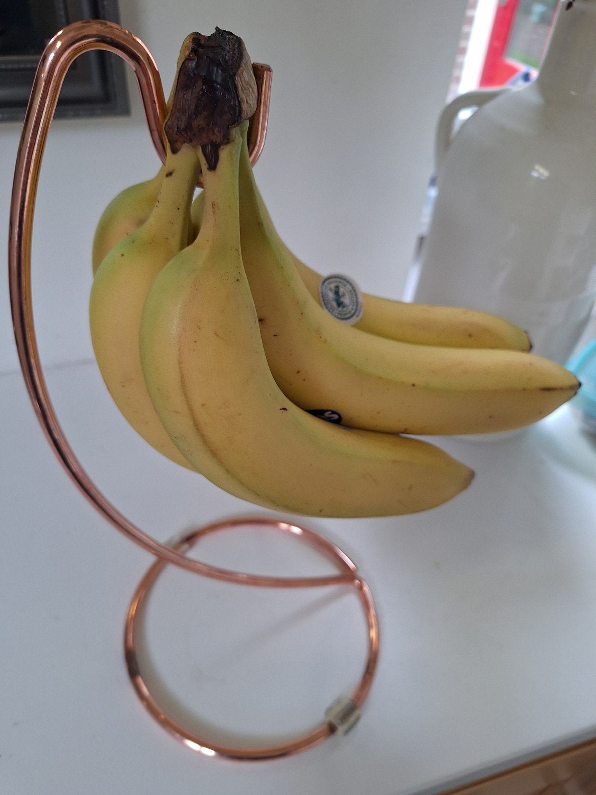 Koperkleurige bananenhouder, Huis en Inrichting, Ophalen of Verzenden, Gebruikt, Meerkleurig, Metaal