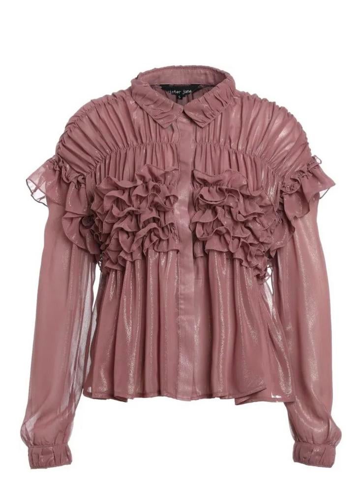 SISTER JANE ROZE WIDE FIT SOEPEL BLOUSE MET RUFFLES MAAT S, Kleding | Dames, Ophalen of Verzenden, Zo goed als nieuw, Maat 36 (S)