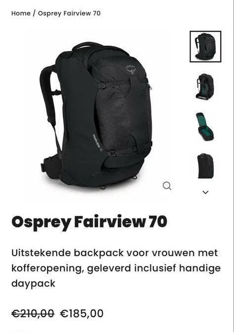 Osprey Fairview 70L Reistas/Backpack met Daypack Zwart, Sieraden, Tassen en Uiterlijk, Tassen | Rugtassen, 40 cm of meer, Zo goed als nieuw