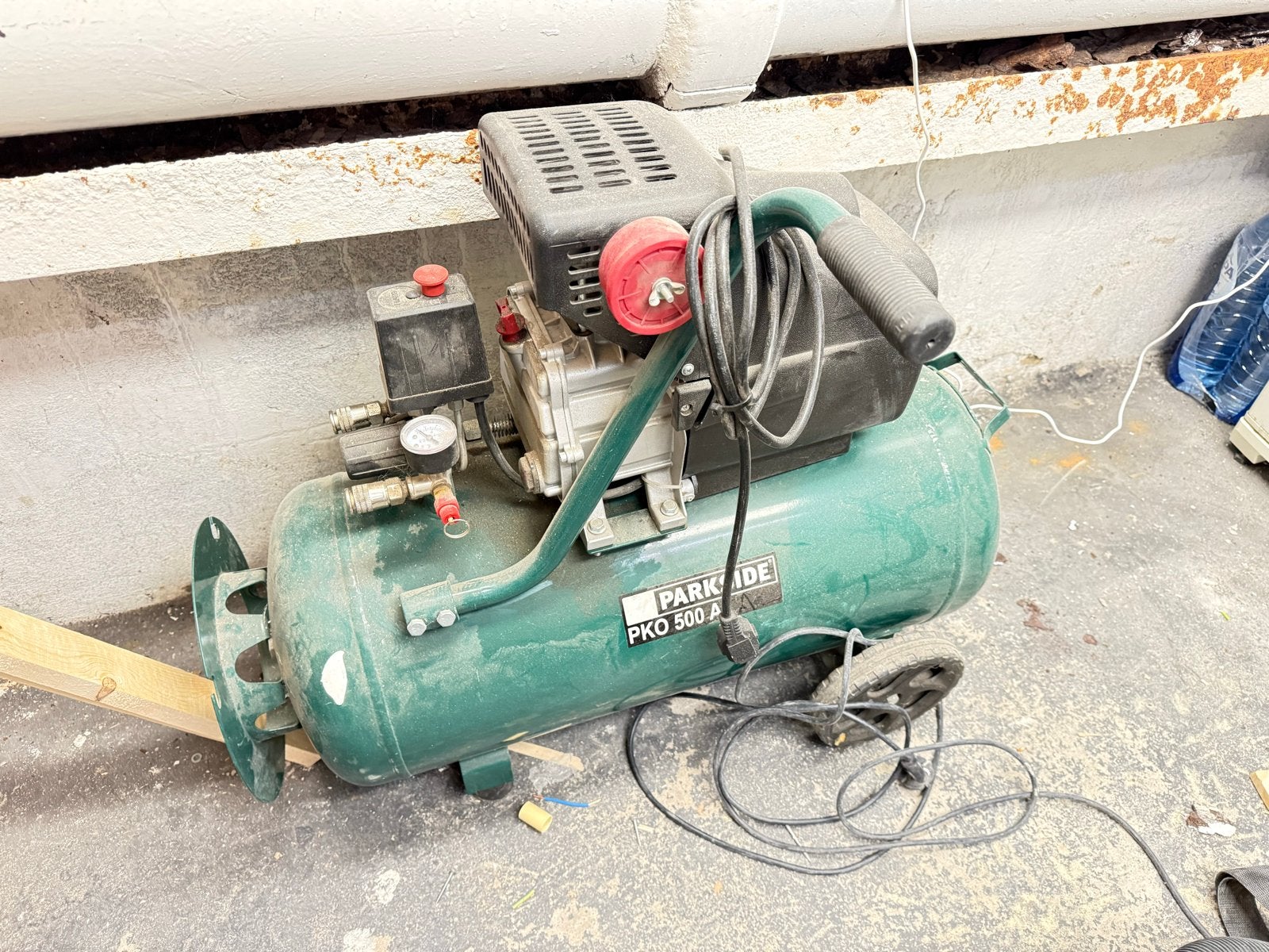 Parkside PKO 500 A1 Compressor - Gebruikt, Doe-het-zelf en Verbouw, Compressors, Ophalen, Gebruikt, 6 tot 10 bar, 25 tot 100 liter