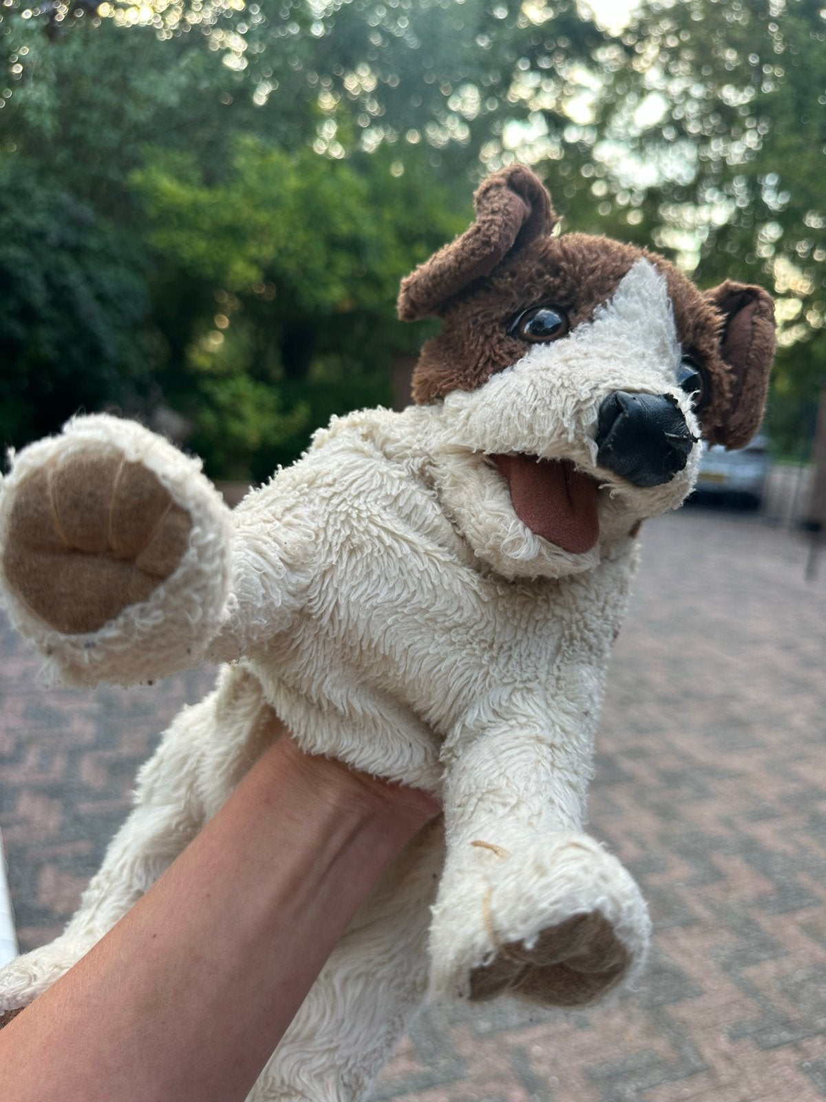 Folkmanis Puppets Vintage Jack Russell Terriër Handpop, Gebruikt, Overige merken, Met label, Meerkleurig