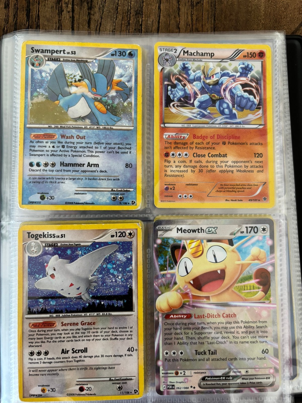 Pokémon Kaarten Lot Meowth EX Togekiss Swampert, Ophalen of Verzenden, Zo goed als nieuw, Meerdere kaarten