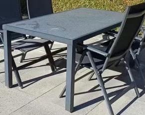 Tuintafel glazen blad, Tuin en Terras, Tuintafels, Ophalen, Gebruikt, Rechthoekig, Overige materialen