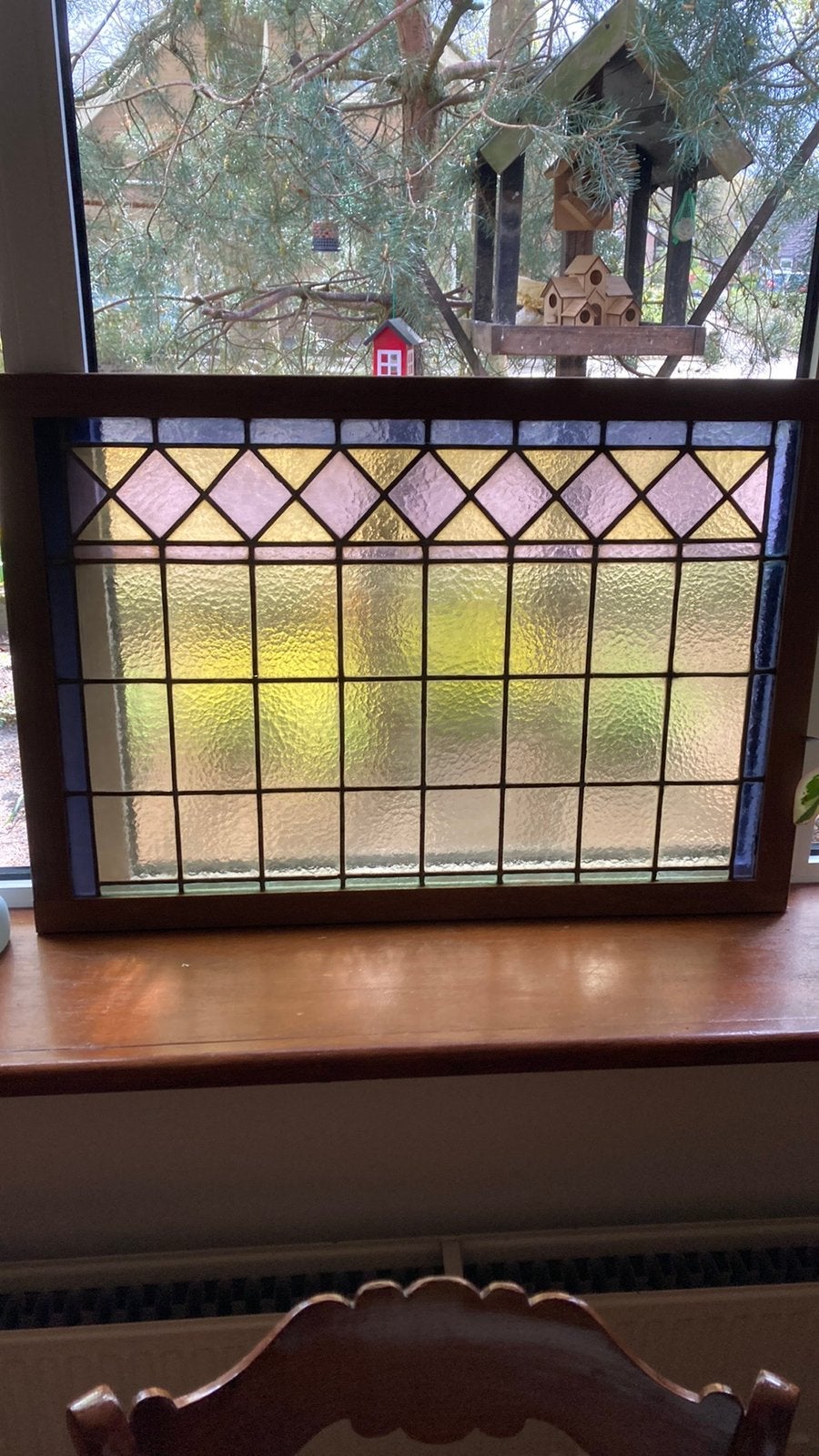 Zeer fraai antiek art deco glas in lood raam, Antiek en Kunst, Curiosa en Brocante, Ophalen