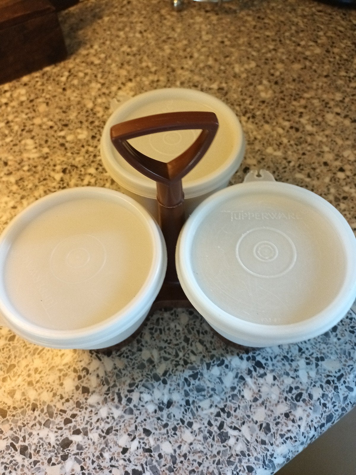 vintage  Tupperware trio carrousel, Huis en Inrichting, Keuken | Tupperware, Gebruikt, Schaal, Wit, Ophalen of Verzenden