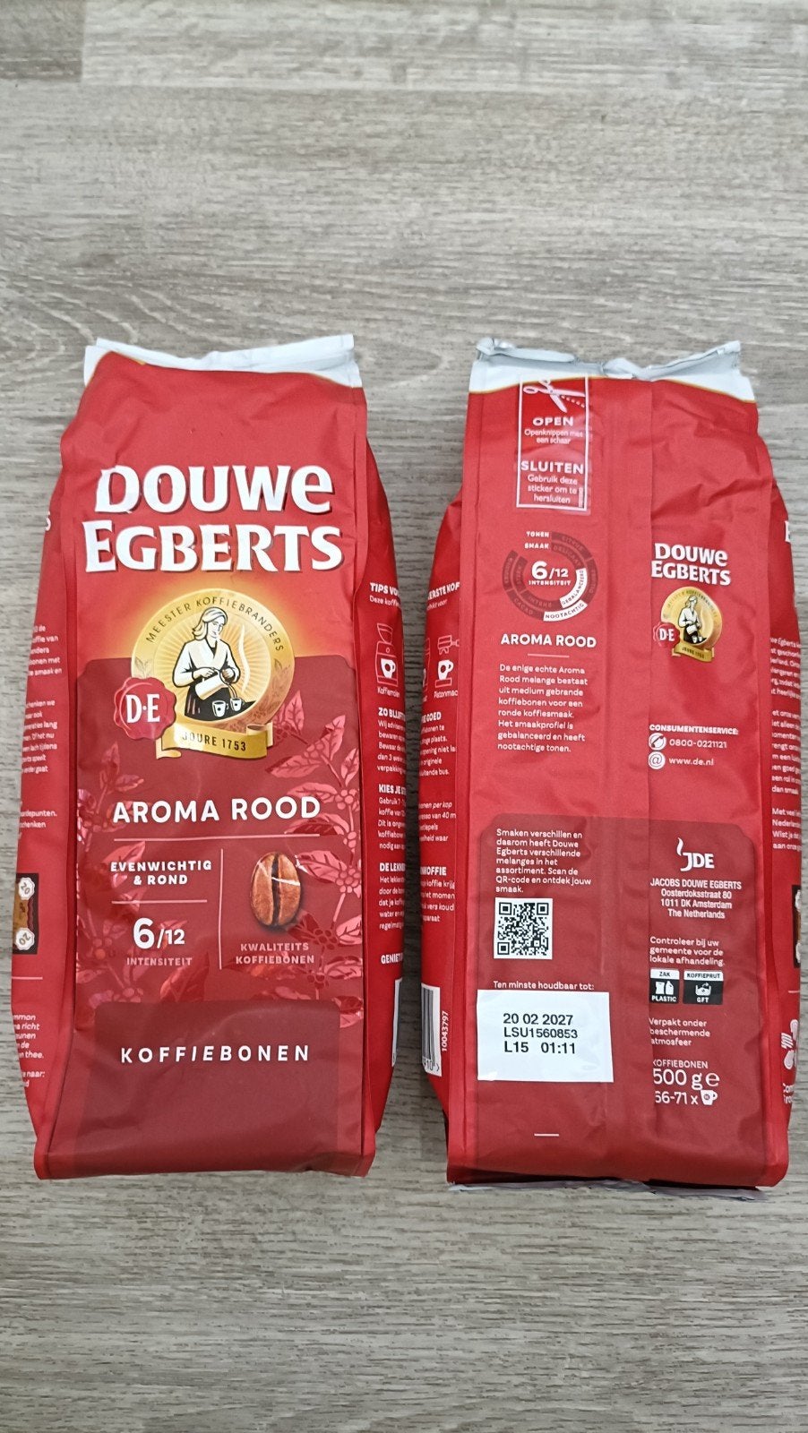 3x Douwe Egberts Aroma Rood Koffiebonen 500gr, 10 kopjes of meer, Koffiemachine, Nieuw, Koffiebonen