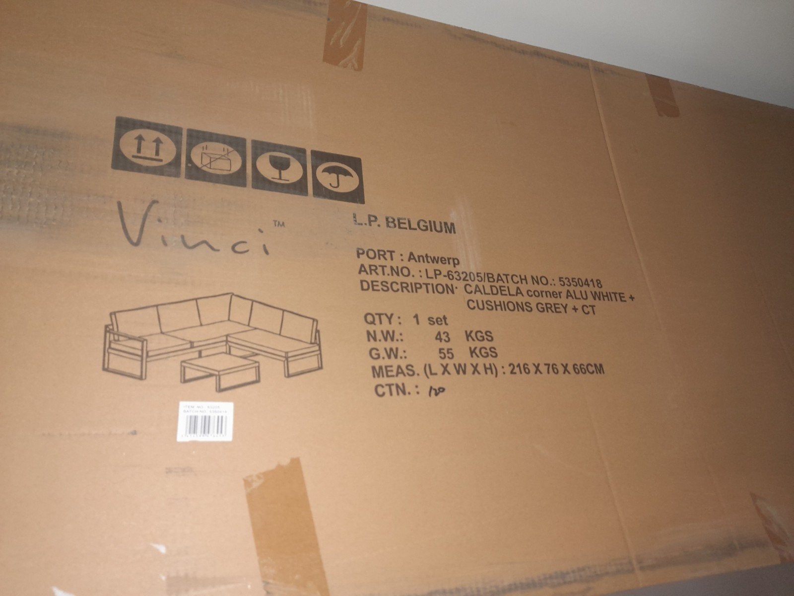 Nieuw in doos Caldela aluminium wit loungeset,kussens grijs, Tuin en Terras, Ophalen, 5 zitplaatsen, Loungeset, Bank