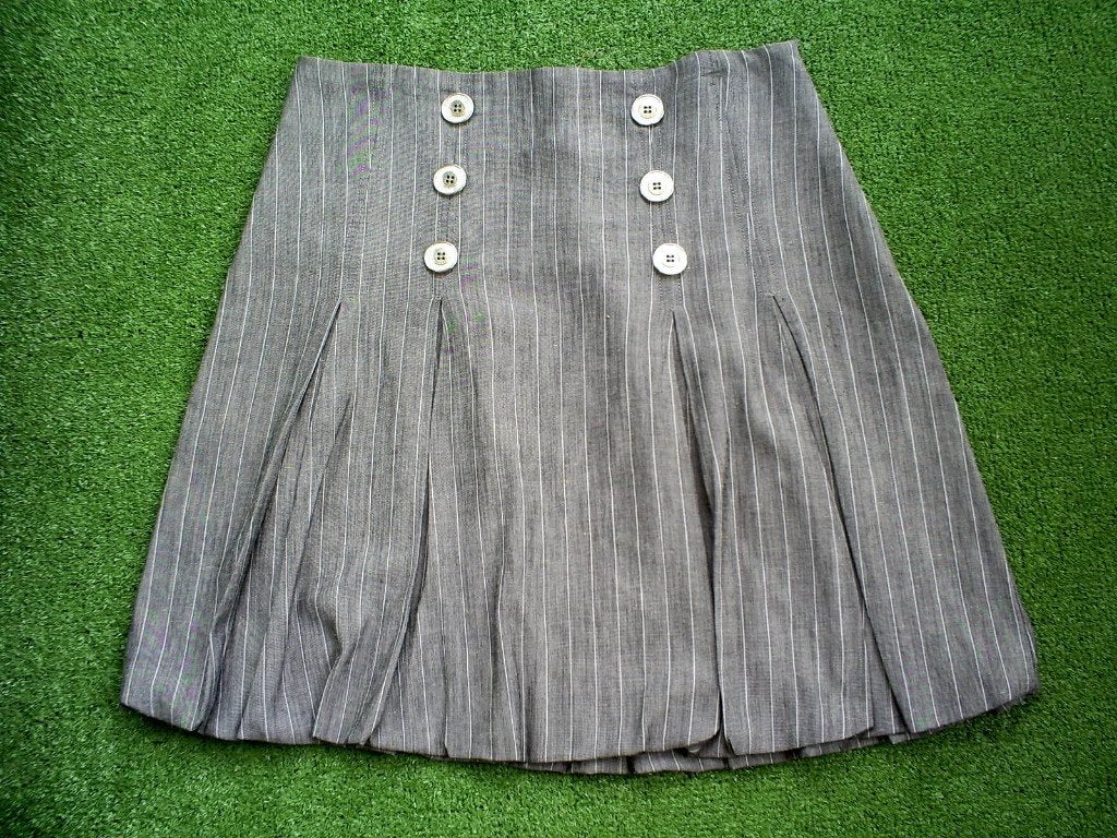 grijs krijtstreep rokje mt. 38, Kleding | Dames, Maat 38/40 (M), Verzenden, Zo goed als nieuw, Knielengte