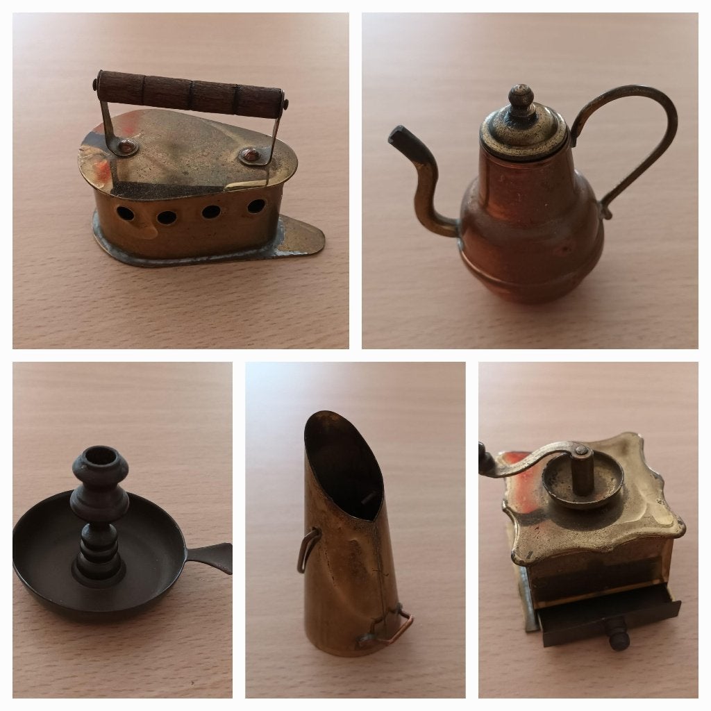 5 koperen miniaturen voor de letterbak, Ophalen of Verzenden, Zo goed als nieuw, Overige typen