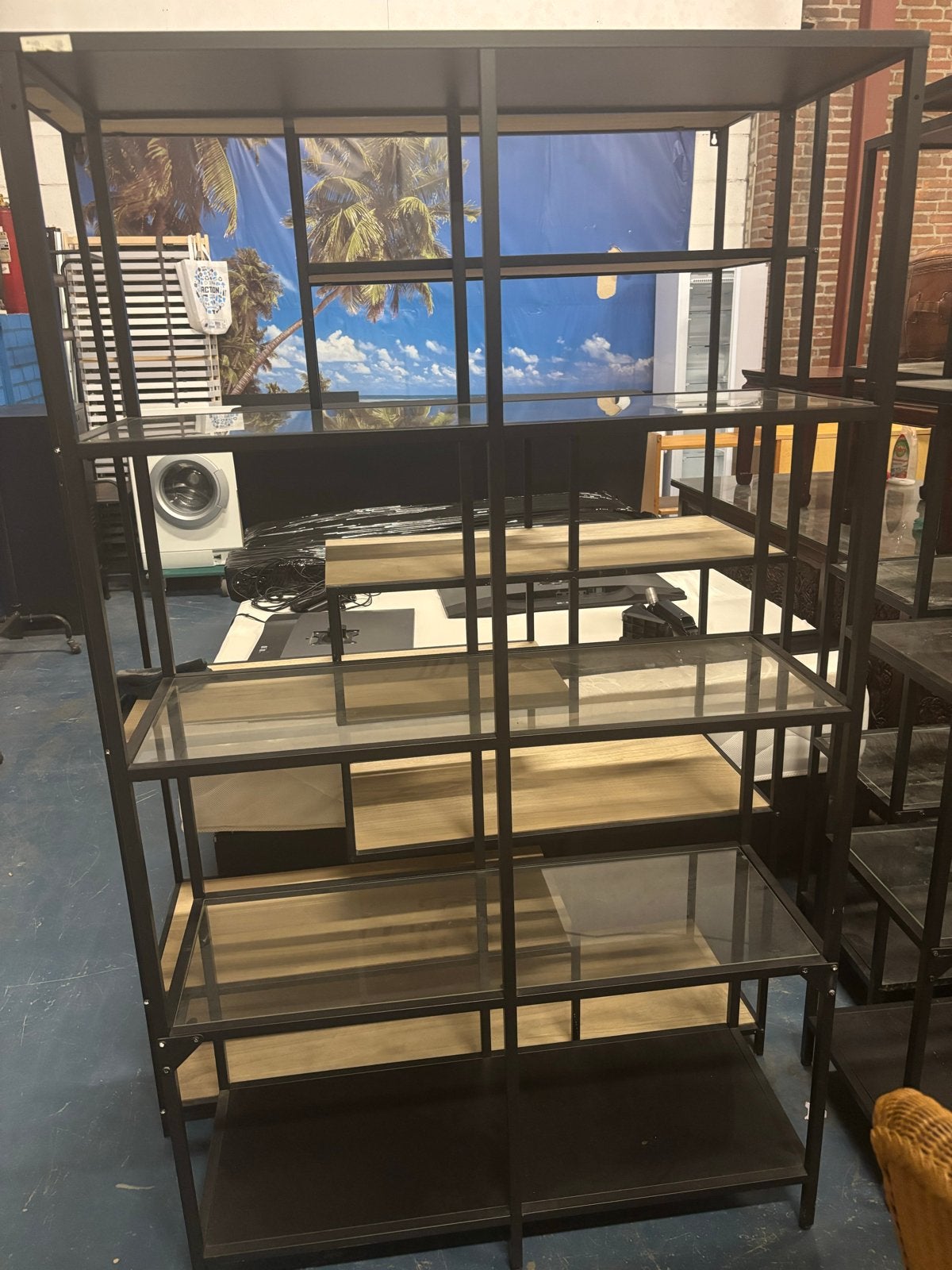 3 x IKEA FJÄLLBO Open Kast Zwart Metaal Glas, Ophalen, Met plank(en), Gebruikt, 50 tot 100 cm