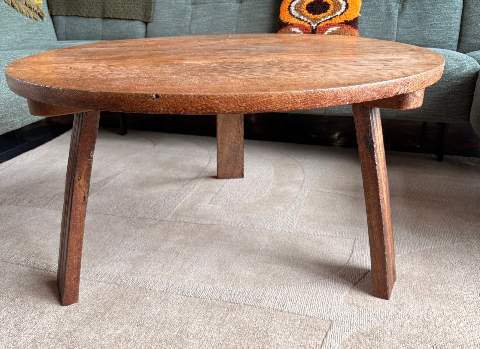 Brutalist / vintage / retro stoere salontafel, Ø 93 cm, Ophalen, 50 – 75, Gebruikt, 50 tot 100 cm