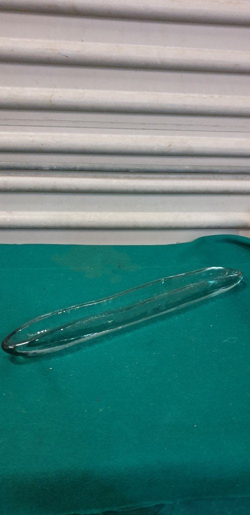 Schaal, decoratie schaal van dik glas, langwerpig, Ophalen of Verzenden, 'T Olde Gre-j, Info@toldegrej.nl, Endepoelstraat 20f Didam