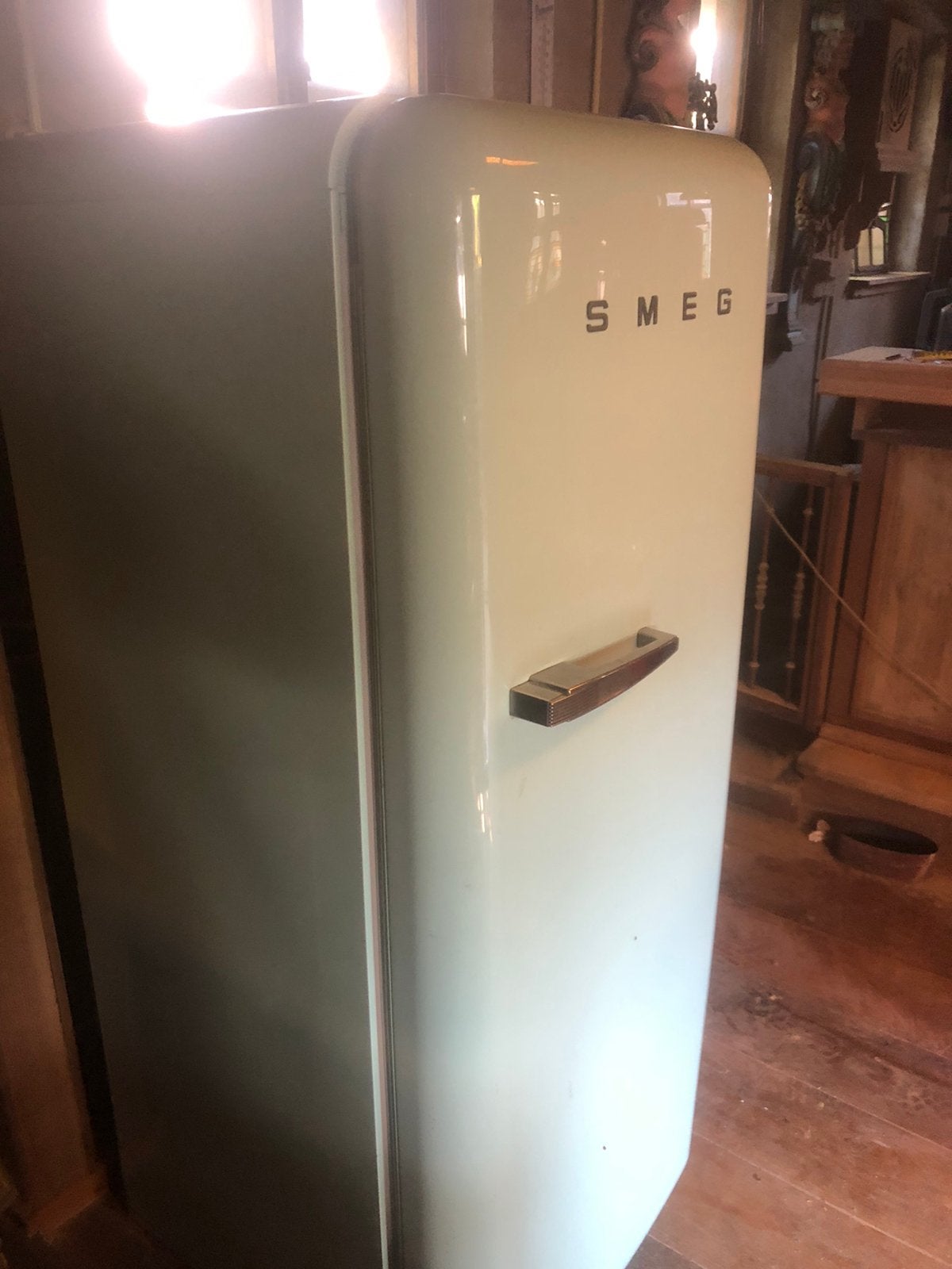 Mint groene Smeg koel/vries kast, 200 liter of meer, 60 cm of meer, Met aparte vriezer, Zo goed als nieuw