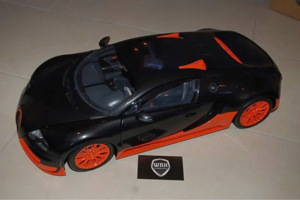 1:8 BUGATTI VEYRON 16.4 carbon orange Altaya GEBOUWD WRH, Ophalen, Zo goed als nieuw, 1:5 t/m 1:8, Auto