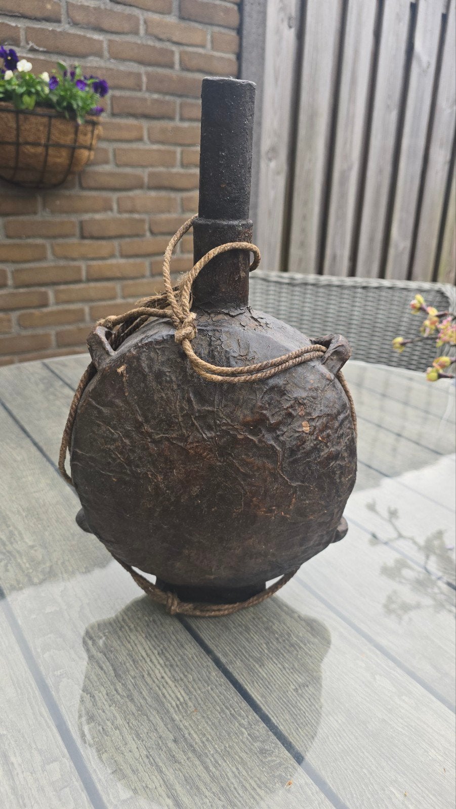 Oude decoratieve oliefles - 40 cm - Z.G.A.N., Ophalen of Verzenden