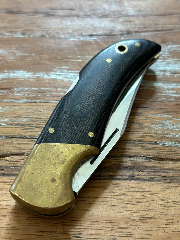 FALCON Handgemaakt Zakmes - Zwart/Messing, Ophalen of Verzenden, Gebruikt