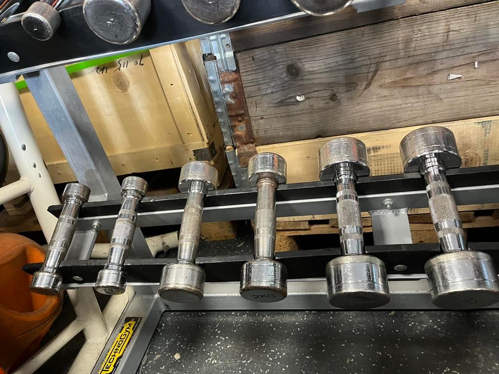 Chrome dumbbells 1-2-3 kg gewichten dumbbell set, Dumbbell, Gebruikt, Ophalen of Verzenden, 1-2-3 kg