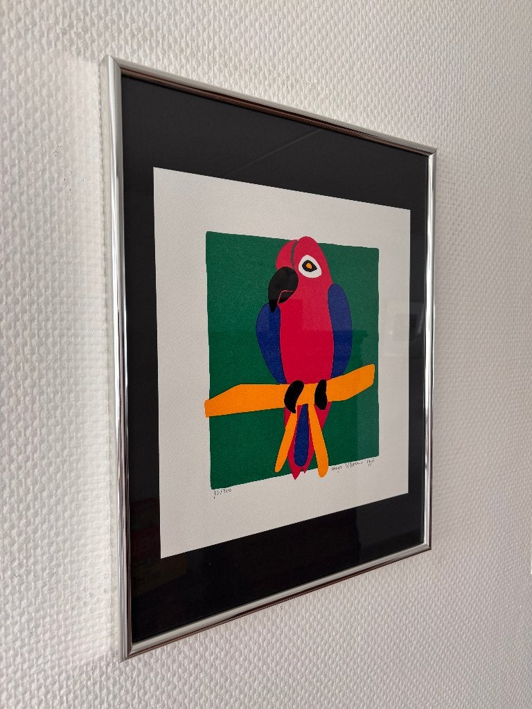 Zeefdruk Papegaai van Maya Wildevuur, gesigneerd, genummerd., Zeefdruk, Ophalen of Verzenden, Gesigneerd, Dieren en Natuur