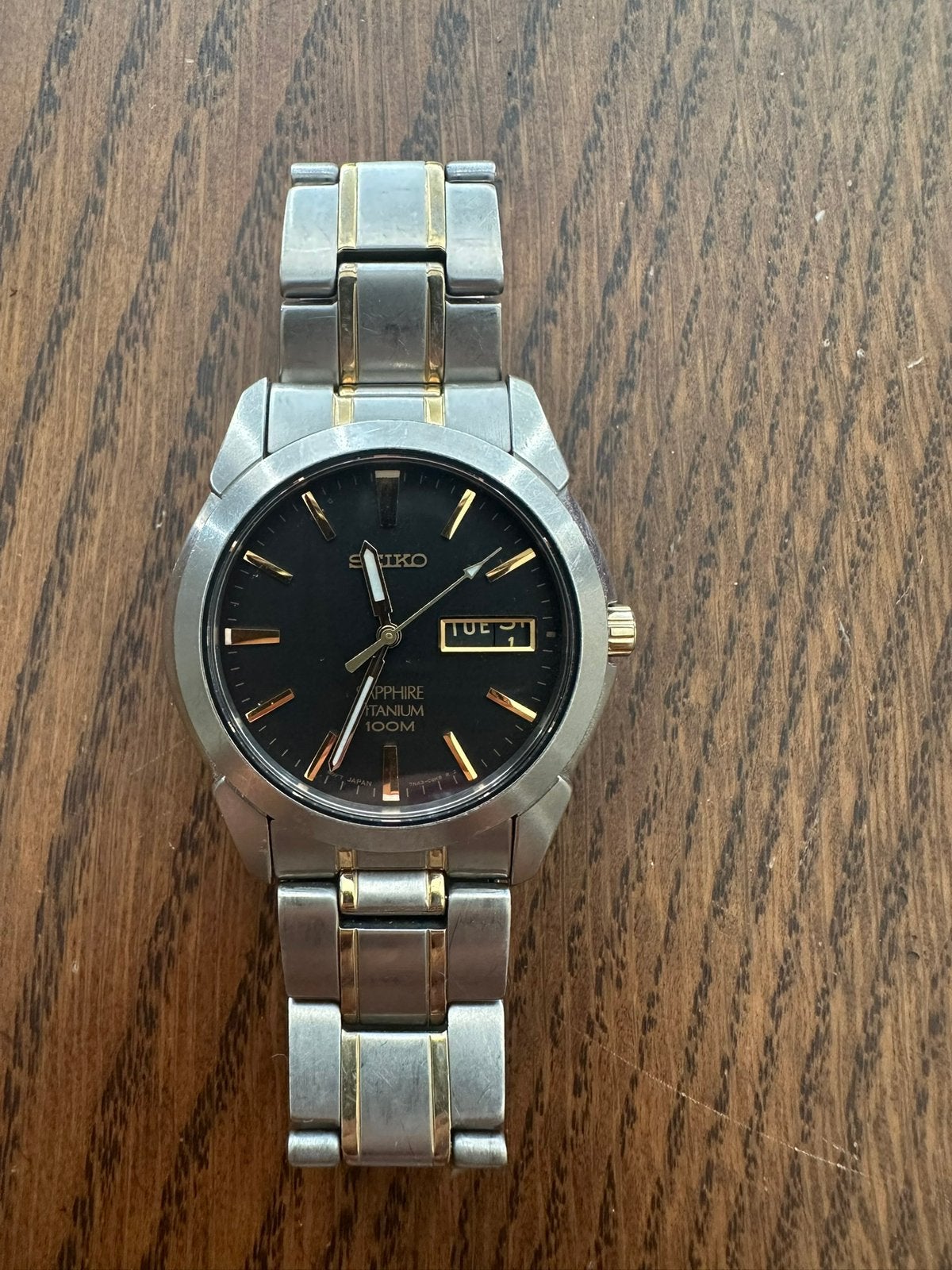 Seiko Sapphire Titanium 100M – model 7N43-0AS0 – tweekleurig, Ophalen of Verzenden, Seiko, 1960 of later